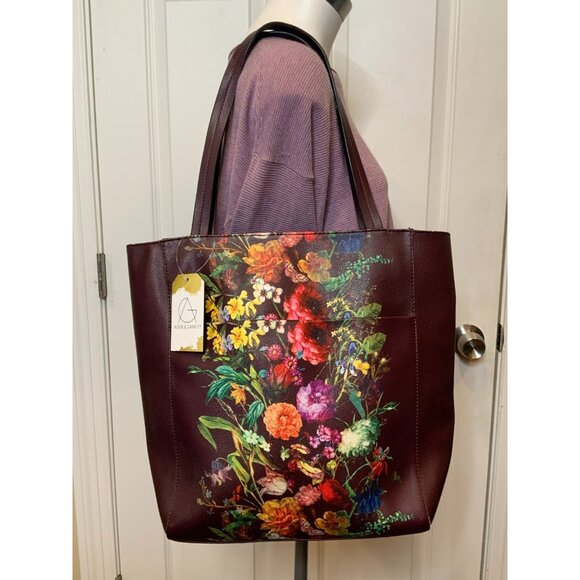 Elliott Luca Wine Burgundy Multicolor Floral Shoulder Bag Purse - Picture 1 of 9